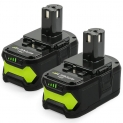 NeBatte 2x P108 18V 5.0Ah Batteries de Remplacement Lithium-ion 2 pièces pour Ryobi One + avec Indicateur LED