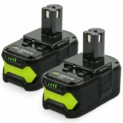NeBatte 2x P108 18V 5.0Ah Batteries de Remplacement Lithium-ion 2 pièces pour Ryobi One + avec Indicateur LED