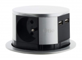Otio – Bloc Multprise Escamotable Compact avec Système Push – 3 Prises 16A 2P+T et 2x USB