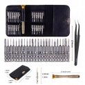Outils de réparation 26 en 1, trousses à outils de réparation de tournevis de précision avec sac en cuir noir pour PC, lunettes, téléphone mobile, montre, appareil photo numérique et autres appareils