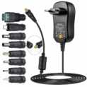 PChero Bloc d’alimentation universel, 3 / 4.5 / 5 / 6 / 7.5 / 9 / 12V – MAX 2000 mA, 8 prises (une fiche Micro USB incluse), adaptateur de voyage