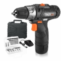 Perceuse sans fil TACKLIFE PCD02B livrée avec 17 accessoires. Batterie Lithium-ion 12 V