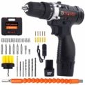 Perceuse Visseuse Sans Fil, GOXAWEE 100Pcs Kit Perceuse Electrique (2 Batteries Li-ion 12V 1500mAh, Couple Maxi 30Nm, 2 Vitesses, Mandrin Auto-serrant 10mm) Professionnel pour Bricolage