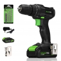 Perceuse Visseuse Sans Fil, Perceuse électrique GALAX PRO 20V, Lampe de Travail, Couple 20N.m, Mandrin Sans clé 10mm, 19+1 Positions, Vitesse Unique 1,3 Ah Batterie et Chargeur Inclus