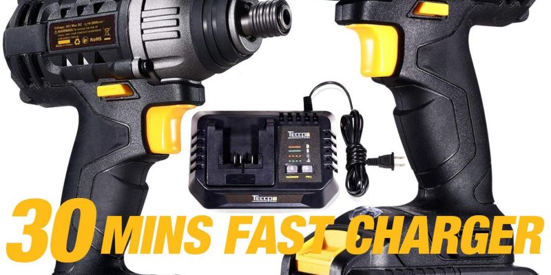 Lot perceuse et visseuse sans fil TECCPO Professional 18V sans fil 60Nm: visseuse à chocs 180Nm, 2 batteries 2.0Ah. Livrées avec 29 accessoires. Perceuses combi, charge rapide 30 minutes