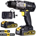 Perceuse visseuse sans fil TECCPO. Visseuse a percussion 60Nm, 18V. Livrée avec 2 batteries 2.0Ah, 29 accessoires. Chargeur 30 mn avec Pochette de Rangement