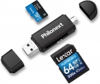 Philonext Lecteur de Carte mémoire SD/Micro SD et Adaptateur Micro USB OTG vers USB 2.0 avec fiche USB Standard Micro USB pour PC et Ordinateur Portable avec Fonction OTG