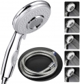 Pommeau Douche + 2 M Tuyau de Douche Flexible, ACGAM Pommeau de Douche avec Tuyau, 5 Modes Economiseur d’eau et bouton de l’interrupteur, Haute Pression Douchette Pommeau Acier Inoxydable
