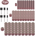 Ponceau de tambour de ponçage 171 pièces Set de ponceuses à tambour Bandes de ponçage pour tambours grain 120 grain 6 avec mandrin 3.175mm Dremel avec étui Dremel outil de forage rotatif