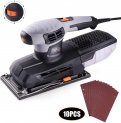 Ponceuse Vibrante, Tacklife Ponceuse 300W 6000-12000 RPM 115 x 230mm, Équiper du Système de Collection de Poussière, 6 Vitesses Variables, Plaque en Aluminium, Patin à Crochet et Boucle | PSS02A