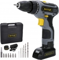 Powerland Perceuse-Visseuse sans fil 18V Variable Vitesse 0-350/0-1300rpm Tournevis à percussion électrique Li-ion Gris Fonction Arrêt rapide avec jeu d’accessoires…