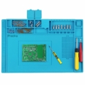 Tapis à souder anti-statique en silicone avec section magnétique. Section coupe vis encoches, tapis pour réparations. Station de réparation de soudure, plate-forme de maintenance