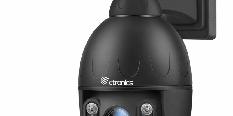 Caméra dôme extérieur sans fil. Caméra de surveillance en WiFi HD 1080p 360 ° avec 4X zoom optique, audio bidirectionnel. Vision nocturne de 50 m, protection IP65 (Carte SD Non fournie)