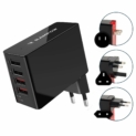 Chargeur rapide pour iPhone, iPad, Samsung. 4 Ports USB (34W/6.8A), Garantie à vie. Adaptateur prise électrique tous pays. Couleur Noir