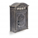 Relaxdays 10020107_490 Boîte aux Lettres Murale Vintage nostalgique Style Ancien en Fonte Aluminium HxlxP 44,5 x 31 x 9,5 cm toît Rond, Bronze