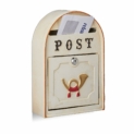 Boîte aux Lettres Antique, Style vintage Western, Shabby Chic, Relief Cor Postal, en Métal, 30x20x8 cm, Beige