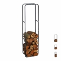 Relaxdays Etagère de Cheminée Bûches Bois Acier Bois Porte-Bûches Range Buche 150 x 40 cm, Anthracite