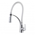 Robinet Cuisine Blanc,Mitigeur Cuisine avec Douchette Extractible,Rotatif 360° 2 Jets,PHASAT V43