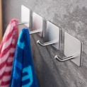Ruicer Crochet Adhésif Serviette Crochet Acier Inox Crochet Mural pour Cuisine Salle de Bain, 4 Pièce