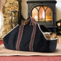 Sac de transport d’extérieur en toile, supports de rangement pour sac de rangement pour le bois de chauffage de cheminée, supports de bûches de grande capacité, noir