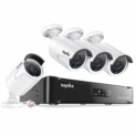 SANNCE 4CH 1080P HD PoE NVR Système de Surveillance, 4 IP caméra de Sécurité Intérieur/Extérieur Etanche 1080P 2MP Accès à distance via Smartphone/PC,Sans HDD