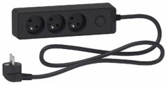 Schneider Electric SC5ST9331B Rallonge multiprises 3 Prises 2P+T Anthracite 1,5m, Noir, Câble