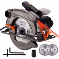 Scie Circulaire au Laser Tacklife PES01A. 1500W, 4500RPM. Livrée avec 2 Lames (40T&24T). Profondeur de coupe 0-63mm, inclinaison de coupe à 45°(0-45 mm), avec souffleur de poudre, clé Allen et guide parallèle.