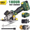 Scie Circulaire sans Fil, TECCPO 18V Mini Scie Circulaire Multifonction, 4.0Ah Batterie, 1H Chargeur Rapide, 3 Lames Ø 89mm, 2800RPM, Convient à la Coupe du Bois, du Métal, des Carreaux – TDMS23P
