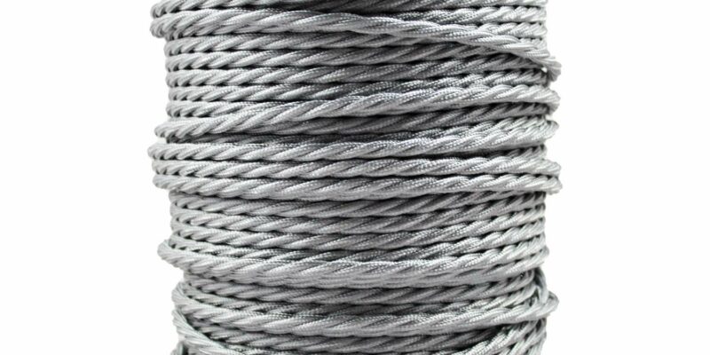 Câble électrique textile pour lampe Doré longueur 2 mètres, 3 broches (0,75mm²)