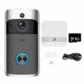 Sonnette de porte vidéo sans fil NANTING, vidéo HD 720p, conversation bidirectionnelle. Détecteur de mouvements Infrarouge à vision nocturne, wifi, contrôle possible par smartphone. Coloris: Noir