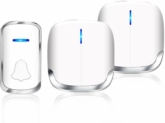 Sonnette sans Fil Aarbvlle 58 Mélodies, 300m Sonnette de Porte Étanche Kit de Carillon Electronique avec 2 Récepteurs Enfichables pour Maison, Bureau, Hôtel