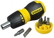 Stanley 0-66-358 Tournevis Porte Boule a cliquet bimatiere + 6 Embouts, Multicolore
