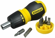 Stanley 0-66-358 Tournevis Porte Boule a cliquet bimatiere + 6 Embouts, Multicolore