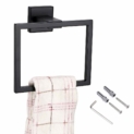 Sumnacon anneau porte serviette mural carré en acier inox accessoire salle de bain 13cm*16cm (noir)