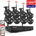 Système de Caméra Kit Vidéo Surveillance sans Fil,SMONET 8 CH Extensible 1080P NVR et 8 * 1080P Caméras avec 2 to Disque Dur, Vision Nocturne, Surveiller à Distance Via APP Gratuite, Noir