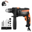 Perceuse à percussion, visseuse TACKLIFE avec 12 accessoires. 710W 2800RPM, Perforateur. Taille de mandrin 0-13mm, poignée rotative à 360°