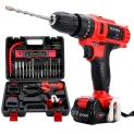 Perceuse visseuse à percussion sans fil TEENO PSR 21V. 2 vitesses, 2 batteries lithium + 20 accessoires. Livrée avec des gants de protection professionnels.