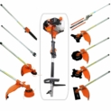 Todeco – Outil de Jardinage Multifonction, Outils à Essence – Cylindrée: 52 cm³ – Fonctions: Coupe-herbe – Orange, 10 en 1