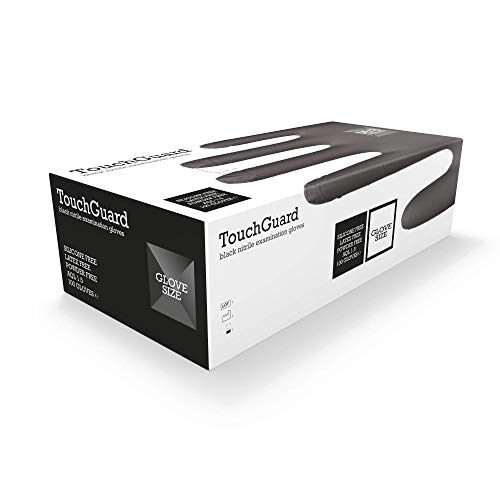 TouchGuard Gants à usage unique noirs en nitrile, non-poudré et sans latex, boîte de 100, taille L