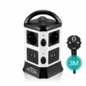 Tour Multiprise 6 Prises et 4 USB avec 3m Câble, 2500W/10A Multiprises Parasurtenseur Parafoudre pour Bureau, Interrupteur