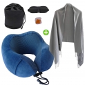 TRAVEL WIK Oreiller à Mémoire De Forme, Coussin De Voyage + Echarpe, Kit pour Adulte avec Accessoires, Masque Sommeil, Bouchon D’Oreille, Sac Transport, Oreiller Ergonomique Idéal comme Repose Nuque