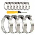 TUPARKA 12Pcs Collier de Serrage Tuyau Ajustable en Acier Inoxydable avec tournevis pour Home Gaz (27–51 mm)