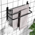 Twinkle Porte Serviettes Salle de Bains, Noir Barres Porte Serviettes Mural Adhesif pour Douche et Cuisine, Étanche Barres Porte avec Crochet