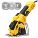 Mini scie circulaire URCERI. 500W – 7000 RPM, haute puissance. Guide laser.