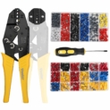 Kit pinces à sertir 2 en 1 Vastar avec 2 mâchoires interchangeables. Contient 370 pcs + une boite de 800pcs. Boîtes à bornes sertir isolées, cosses électriques, Câbles de Cosses 0,25-10,00 mm² et 0,25-6mm²