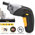 Visseuse dévisseuse sans fil TECCPO. Tournevis sans fil rechargeable. Batterie 2.0Ah, max torque 4Nm 200RPM. 2 lampes LED Intégrées, cable micro USB Fourni.