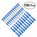 WINOMO 100pcs Cosse Electrique Cylindriques Bleu Cosse Isolées (50 Mâle et 50 Femelles)