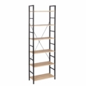 WOLTU RGB9307hei Étagère en métal de Rangement 6 Niveaux Étagère en échelle Étagère de Cuisine étagère métallique,60x28x180CM,Noir + chêne Clair