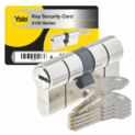 Yale YC2100 – Cylindre de Serrure Débrayable 30×30 mm pour Porte Extérieure/Entrée, 10 Goupilles, 5 Clés, Nickelé