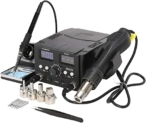 Z ZELUS 2 En 1 Station de Souder avec Pistolet à Air Chaud, Fer à souder Station de Soudage Numérique, Alimentation Station de Réparation avec Température Constante Verrouillable Réglable